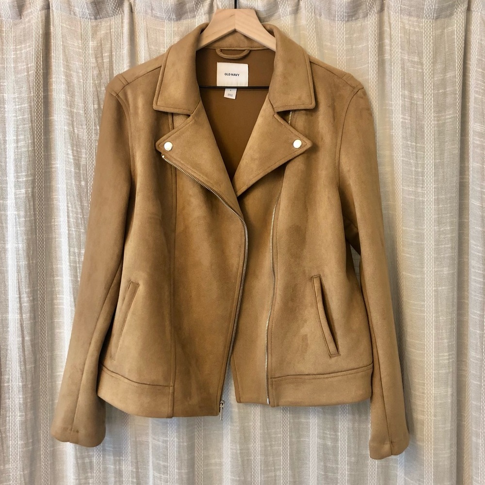 Old Navy Brown Camel Suede Moto Jacket Large